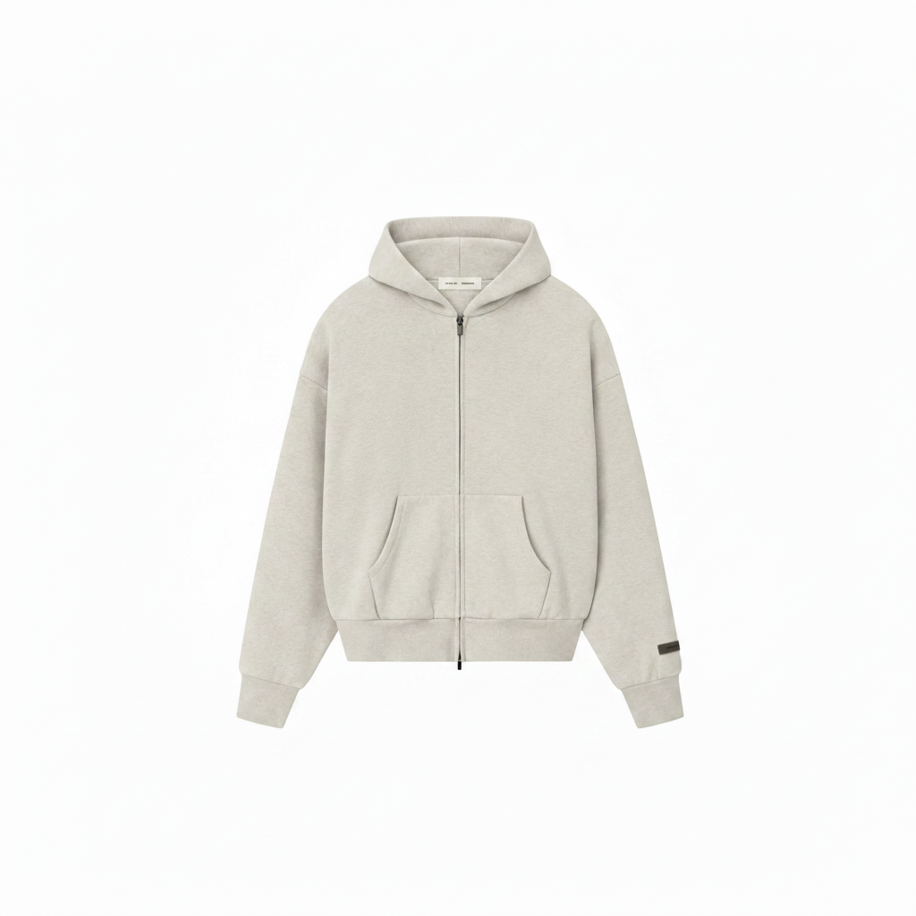 FOG Essentials Classic Fleece Zip-Up Hoodie 'Heather Stone'