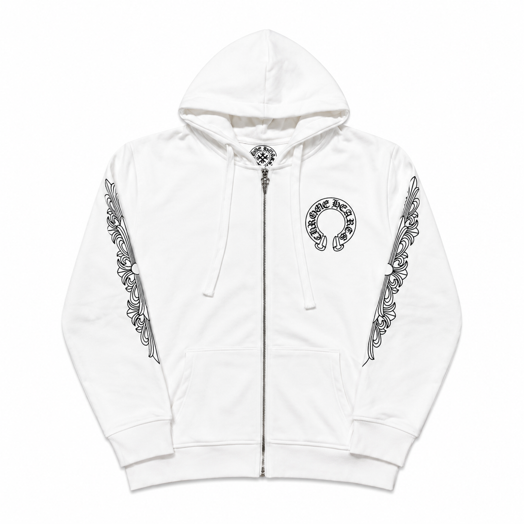 Chrome Hearts Zip-Up Hoodie 'White'
