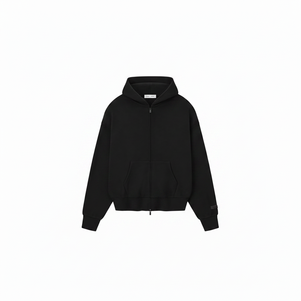 FOG Essentials Classic Fleece Zip-Up Hoodie 'Jet Black'